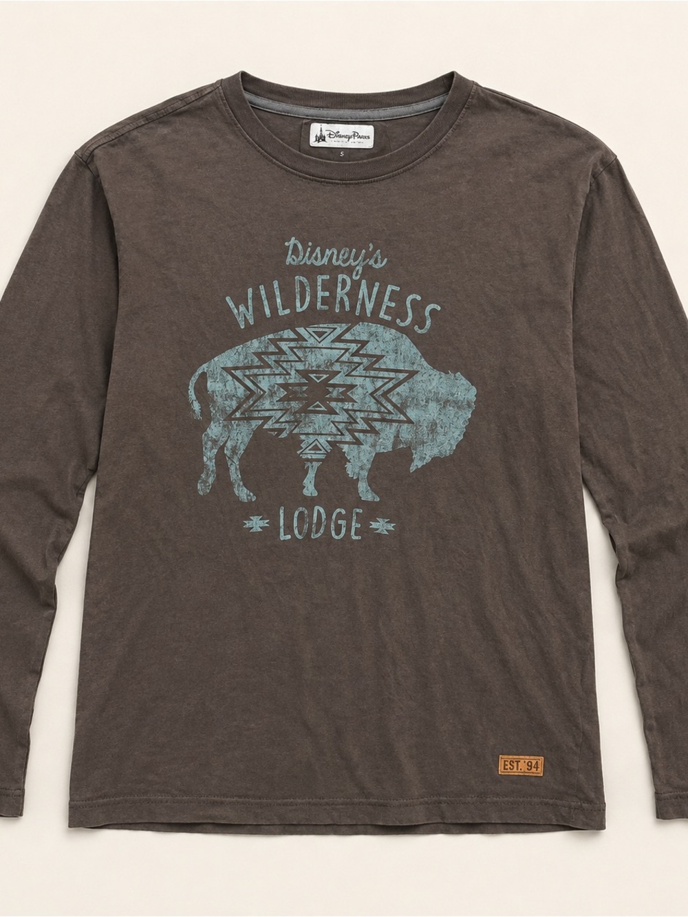 Disney Men's Brown Long-Sleeve Wilderness Lodge Graphic Tee with Blue Print